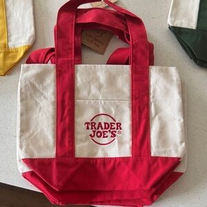 Trader Joe's Red and White Mini Tote Bag